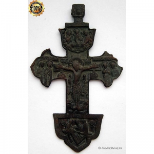 3.46 Наперсный бронзовый крест Распятие Христово, 18в.